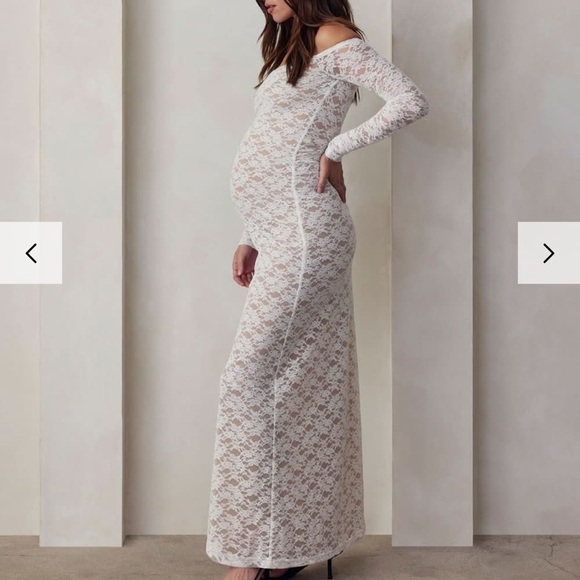 Elegant Off-Shoulder Lace Maternity Dress - Picture 3 of 5